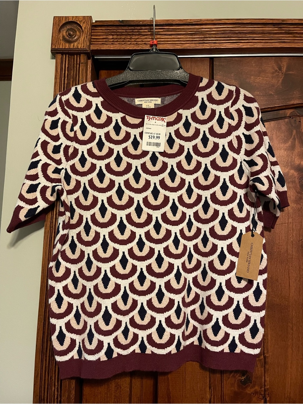 NWT maroon, cream and black sweater.